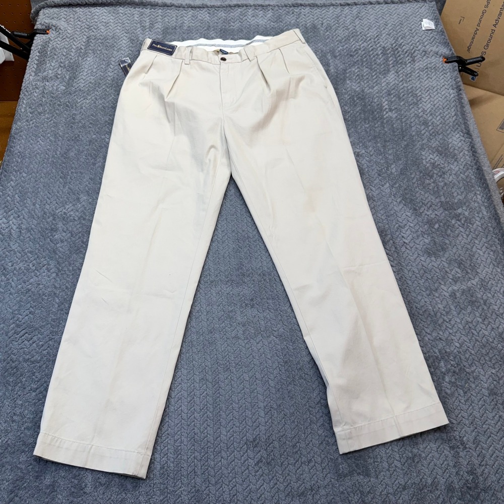 Polo Ralph Lauren Pants Mens 38x32 Pleated Khaki Tan 100% Cotton NWT Classic Fit